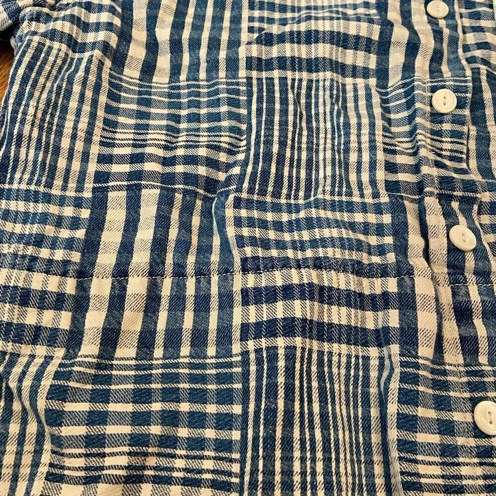 J. Crew Trademark blue/white flannel